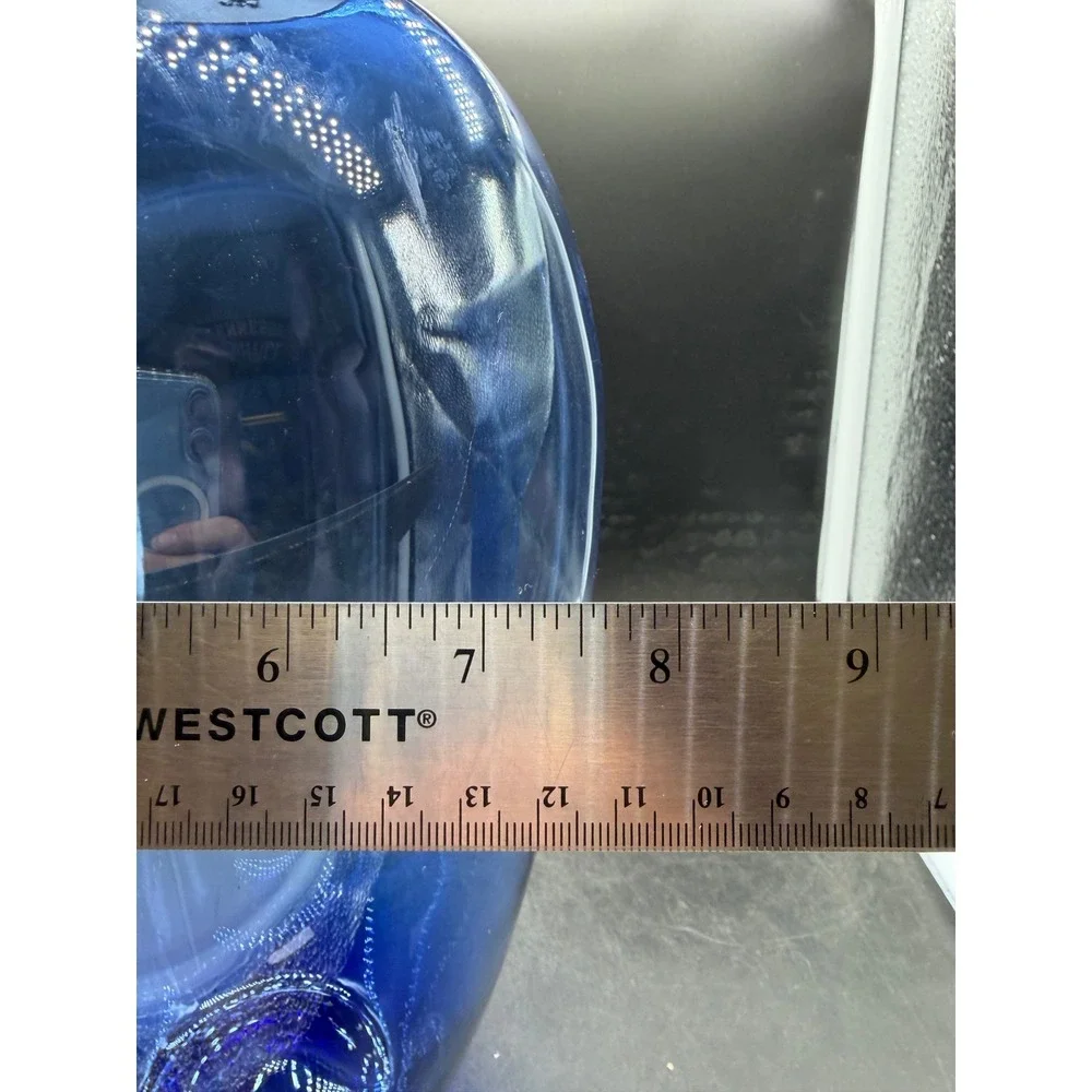 Cobalt Blue Hand Blown Art Glass Teardrop Vase Polished Pontil 13.5 Inch